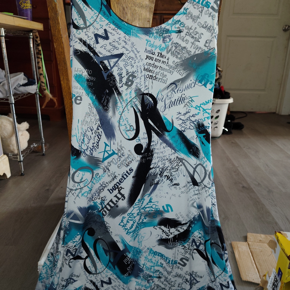 Stylish Blue and Black Graphic Mini Dress